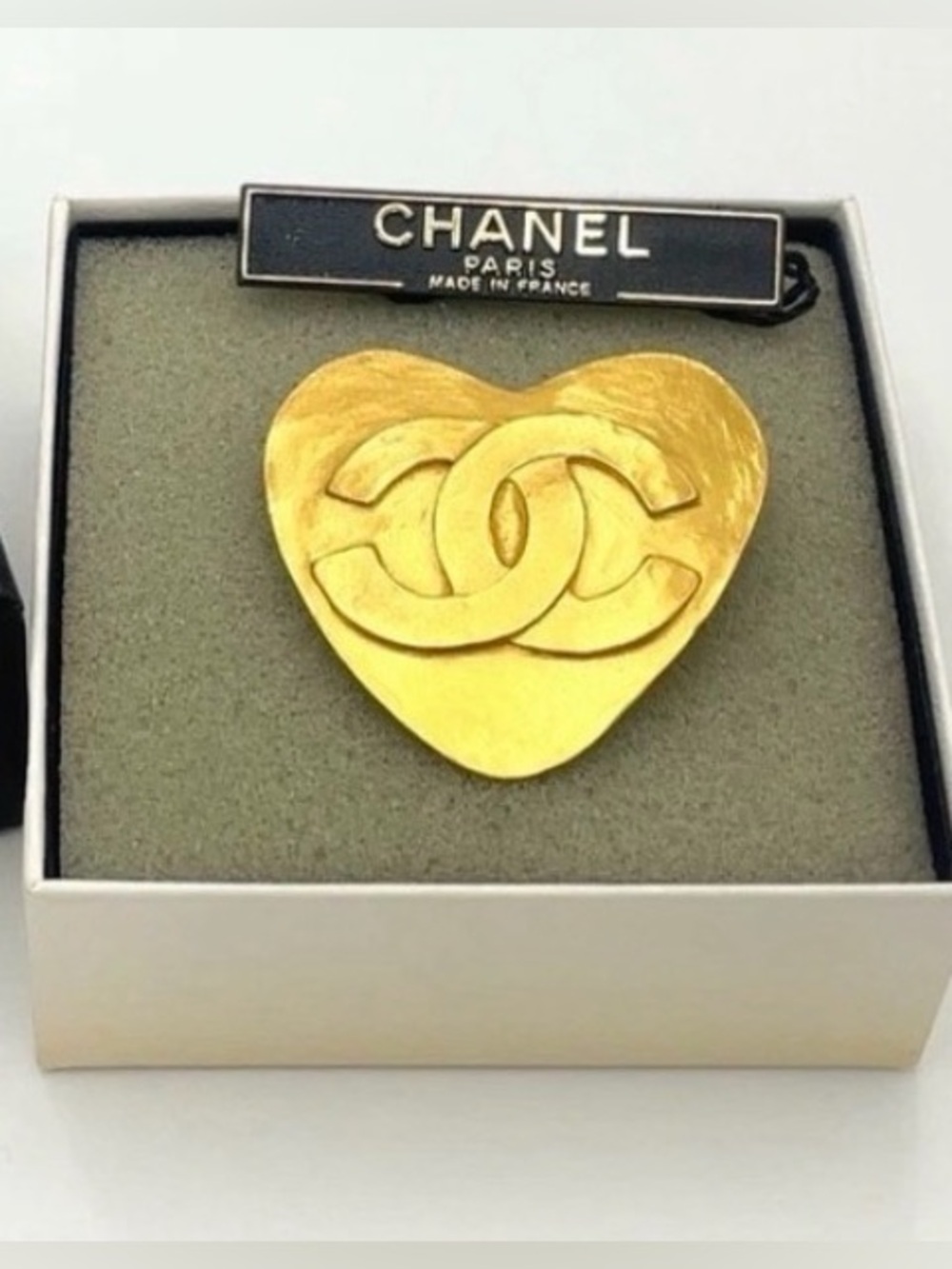 Chanel Heart Coco Mark CC Logo Brooch w/ Box